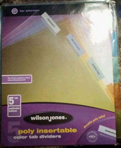 Wilson Jones 5-Tab Poly Insertable Index - W54319 Free Shipping