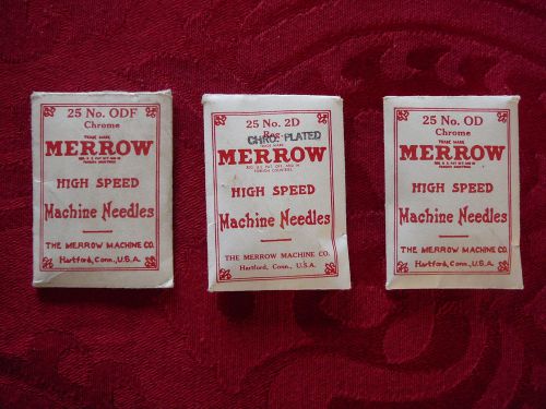 3 pkg. merrow high speed chrome sewing machine needles no. od  odf  2d notions for sale
