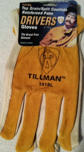 Lot of 3 pair Tillman 1418 Reinforced Top Split Cowhide Drivers Gloves, Large
