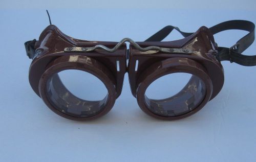 VINTAGE STEAMPUNK BAKELITE MOTORCYCLE SAFETY GLASSES WELDING GOGGLES