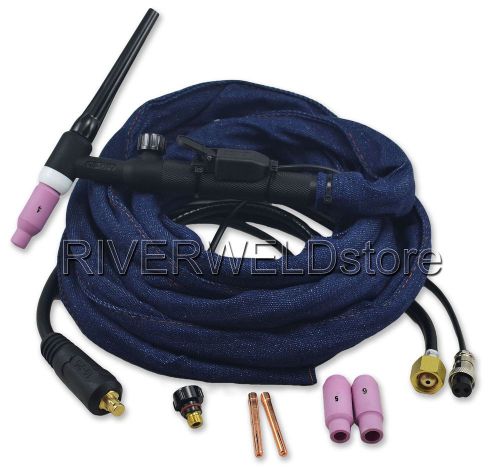 Wp-17fv-12 12-foot 150amp tig welding torch complete with flexible &amp; valve head for sale