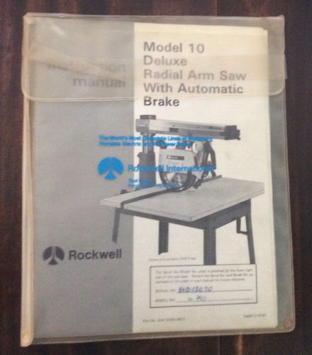 1983 Instruction Manual On Rockwell Radial Arm Saw Automatic Brake