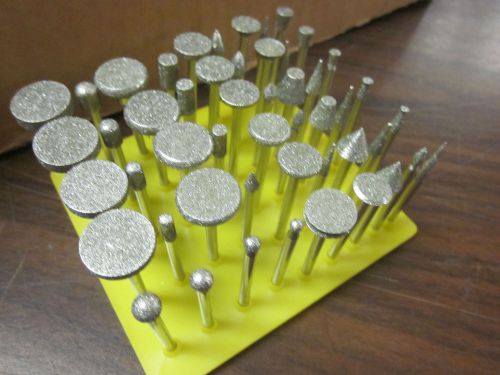 60-grit 50pc 1/8&#034; shank diamond burr set 4 dremel / rotary tool cone point round for sale