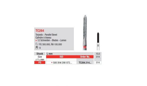 EDENTA TC burs-  PARALEL BEVEL carbide finishing burs TC284.314.014/ 5-pack
