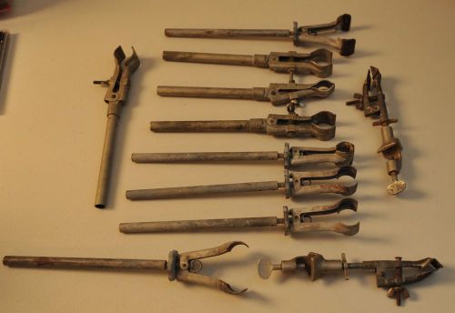 Lot of 11 vintage various buret (burette) lab clamps including fisher science for sale