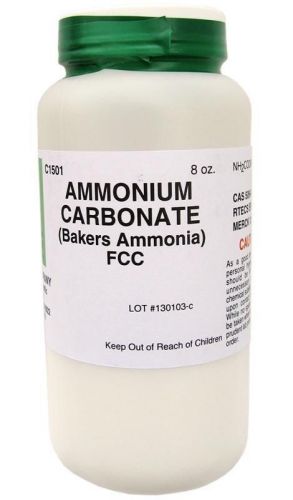 NC-11841  Ammonium Carbonate Baker`s Ammonia, Food Grade, 8oz. Cookies Leavening