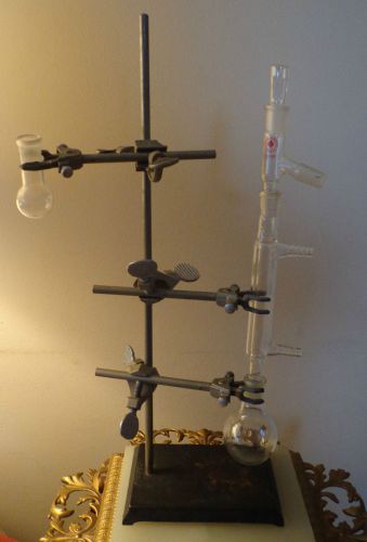 14/20 Distillation Chemistry Set Condenser Column 5PCS ON  FISHER IRON STAND
