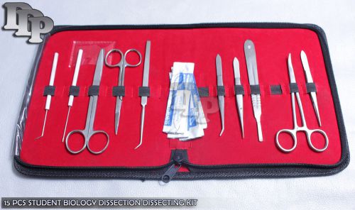 15 PCS STUDENT BIOLOGY DISSECTION DISSECTING KIT W/ STERILE SURGICAL BLADE #24