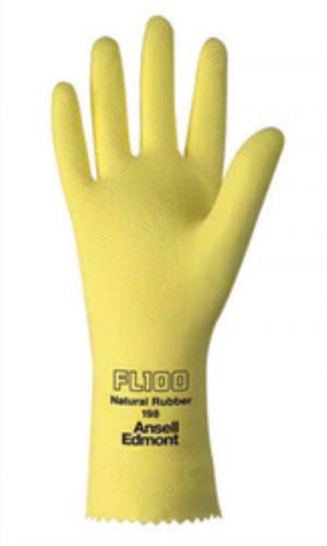 FL100 Lemon Yellow Unsupported 17 Mil Natural Latex Cotton Flock-Lined Glove