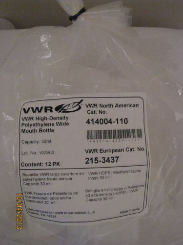 VWR HD Polyethylene Wide Mouth Bottle 30ml Cat No 414004-110 NEW Case of 60