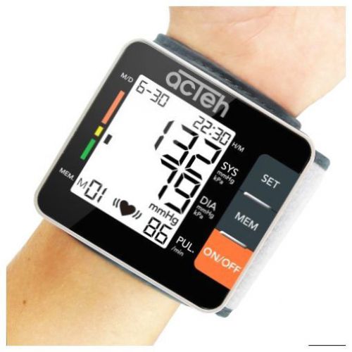 Wrist blood pressure monitor with pulse, heart rate and hypertension indicator for sale