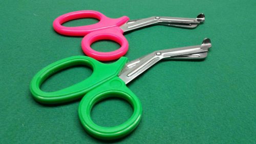 12 emt paramedic utility bandage shears ems ent scissors 7.5&#034; green+pink for sale