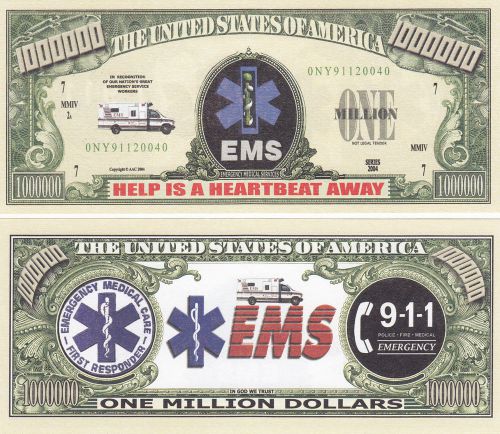 Two EMS EMT Emergency Medical Services Money Bills #192