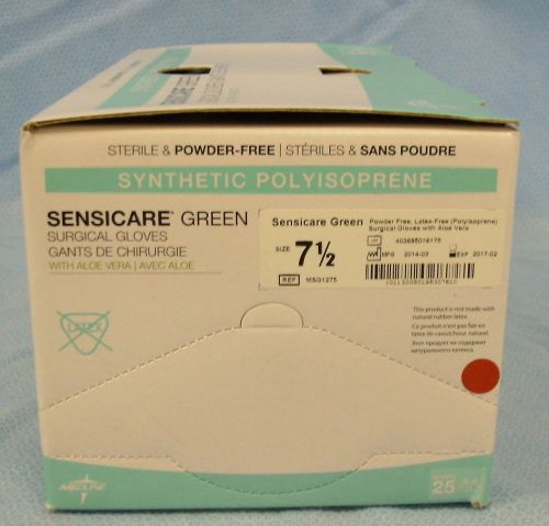1 Box of 25Pr/Pkgs Medline Sensicare Green Surgical Gloves #MSG1275