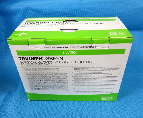 Medline MSG2565 Triumph Green Surgical Gloves (Box of 50 Pairs)