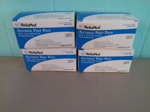 4 Pc. Lot Alcohol Prep Pad Sterile Wipes Extra Thick Soft 100 Individual Pads