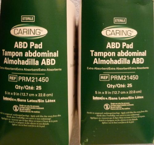 LOT OF 50 ABD PADS 5X9 STERILE EXTRA ABSORBANT INDIVIDUALLY WRAPPED LATEX FREE