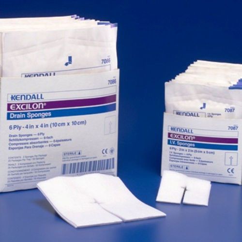 Kendall Covidien Excilon Split Drain IV Sponges 6 Ply 4&#034; x 4&#034; Sterile Box of 50