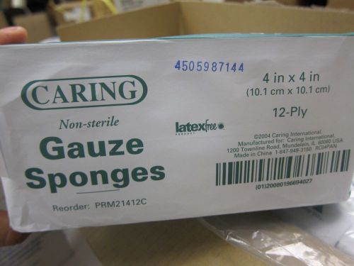Caring Gauze Pad, Sponge, 4&#039;&#039;X4&#039;&#039;, 12-ply, Non-Sterile, 2,000/cs PRM21412C