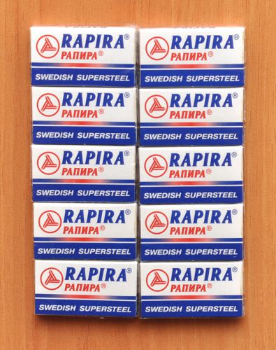 50 NEW SWEDISH SUPERSTEEL RAPIRA DOUBLE EDGE SAFETY RAZOR BLADES