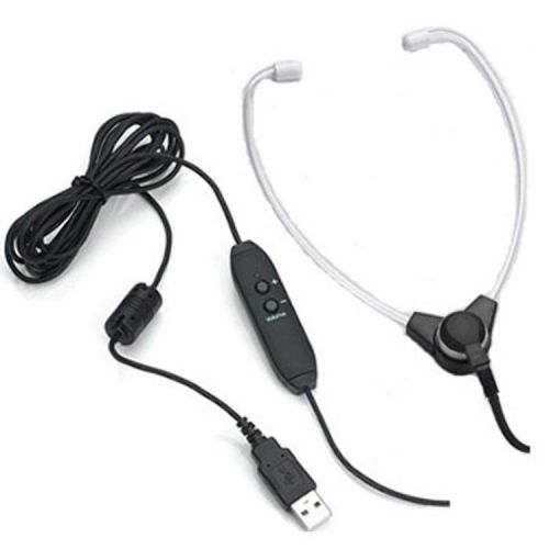 Plastic Stethoscope Transcription Headset with Inline Volume Control and USB plu