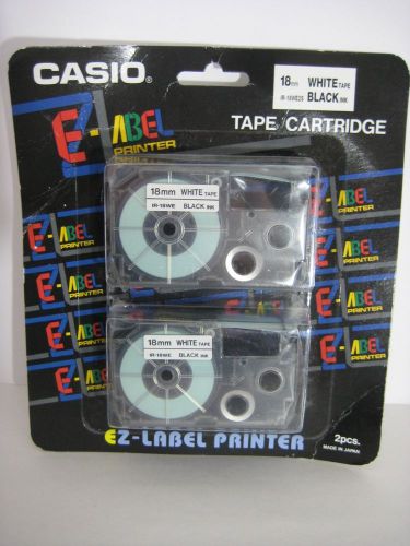 CASIO EZ-LABEL IR-18WE Tape Cartridge 18mm White Tape Black Ink IR-18WE2S 2 Pack