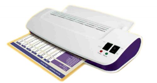 9in. laminator hot and cold w/ 100 free 3mil. hot pockets quick heat purple cows for sale