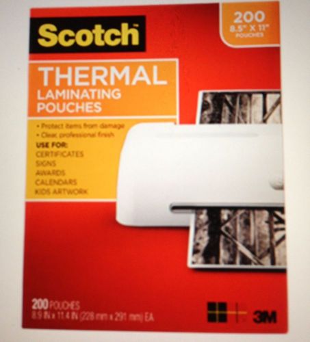 NEW! Box OF 200 Scotch Thermal Pouches 8.9 x 11.4 Inches k (TP3854-200) NEW!