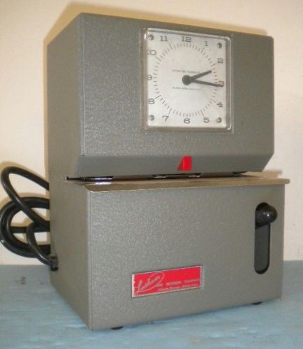 Vintage Lathem Analog Time Clock ~ Runs ~ No Key ~ Used