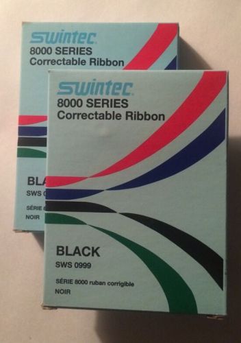 2 Swintec 8000 Series Black Correctable Typewriter Ribbons, High Yield, New