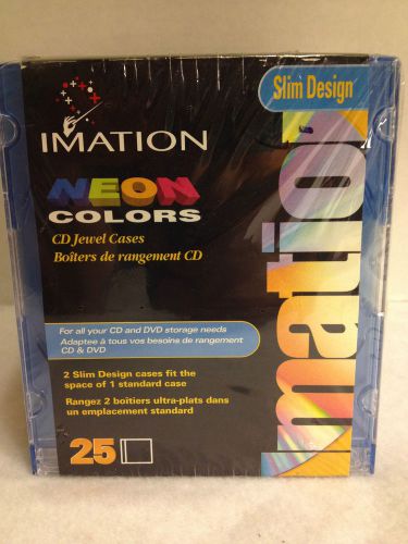 NEW Imation 25 Pack Neon Colors Slim Design CD Jewel Cases