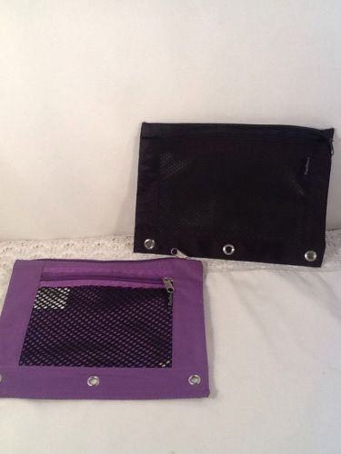 Pencil Pouch Set Of Two Purple And A Black  Used In Good Condition Pencil Holder