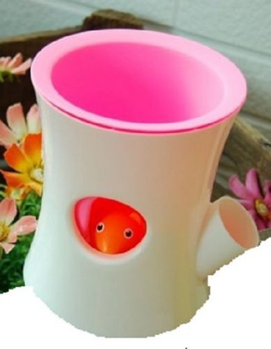 Qualy living styles home log &amp; squirrel self watering plant pot white pink for sale