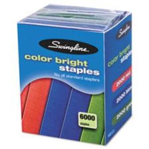 Acco Color Bright Staples Multipack 6000 Count (2000 Each Of Red Blue Green)