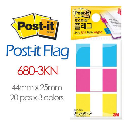 3M Post-it Flag 680-3KN Bookmark Point Sticky Note Plastic Paper Index Tabs