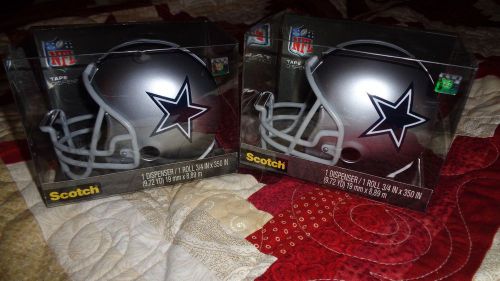 2 Scotch Dallas Cowboys NFL Helmet Tape Dispensers-MMMC32HELMETDAL New &amp; Sealed