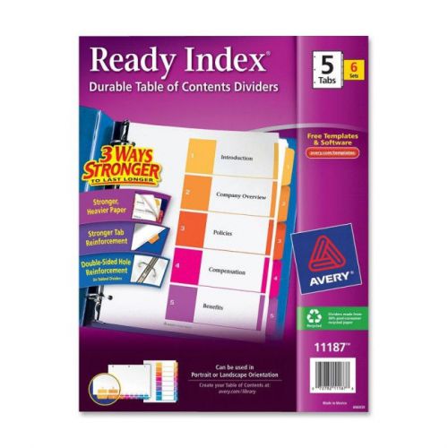 Avery Ready Index Durable Table of Contents Dividers Pack, Model 11187