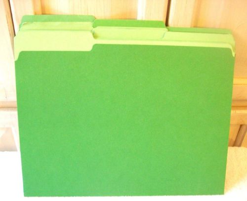 24 NEW Green  Letter Size File Folders - GREEN - 1/3 tab -