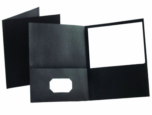 Twin Pocket Folders Letter Size Black 25 Ct. Home Office School Portfolios NEW