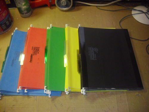 Lot of 25 pendaflex hanging file folders, 5 colors, excellent condition for sale