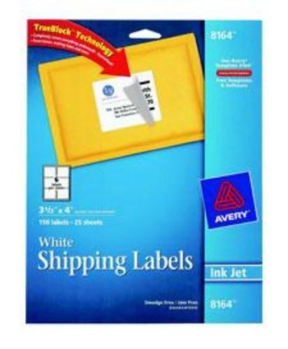 Avery Label Ink Jet White 25 Sheet Shipping 3-1/3&#039;&#039; x 4&#039;&#039; 150 Count