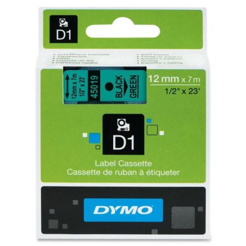DYMO 45019 LABEL, Black Print/ Green Tape,