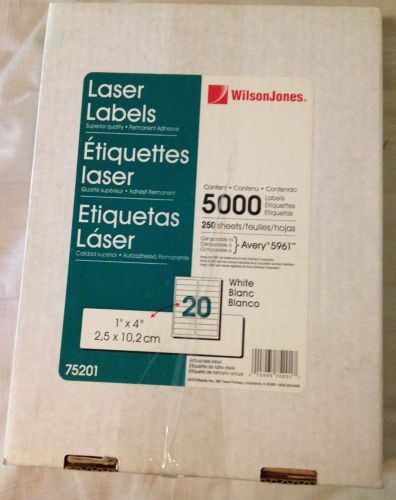WilsonJames Avery 5961 White Address Labels Laser 1&#034; x 4&#034; 250 sheets/5000 labels