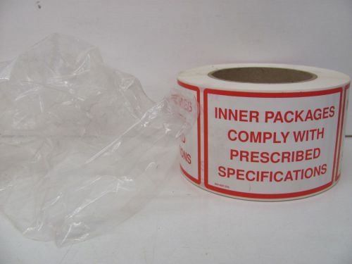 INNER PACKAGES COMPLY WITH PRESCRIBED SPEC. LABELS 2.75&#034; X 3.75&#034; NNB!!!