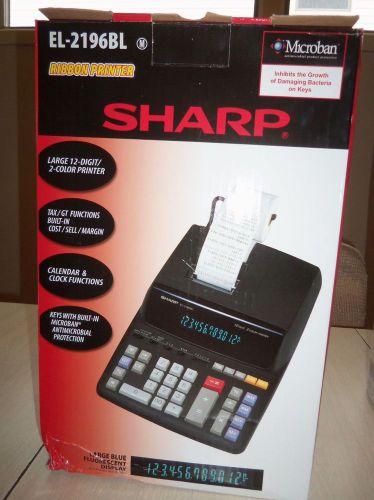 Sharp EL-2196BL Large 12 digit Color Printing Calculator with Clock and Calendar