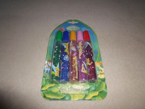 5 Pack Disney Tinker Bell Acid-Free Non-Toxic Glitter Glue Pens, NEW IN PACKAGE!