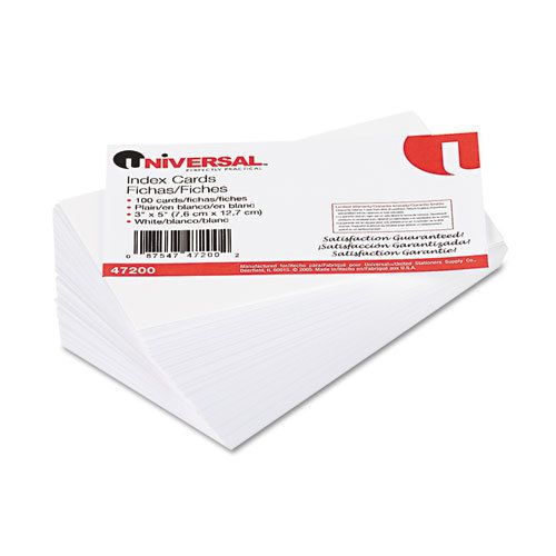 Universal Unruled Index Cards, 3 x 5, White, UNV47200, 3 Packs of 100