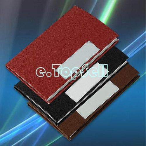 Pu leather metal magnetic credit name business card case holder wallet pouch for sale