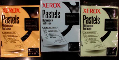 3 reams xerox pastels multipurpose color copy 20lb 8.5&#034; x 11&#034; paper printer for sale