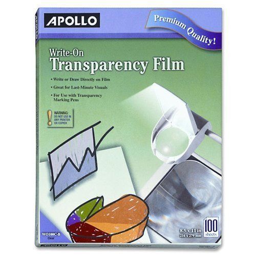 Apollo Write-On Transparency Film, Letter, Clear, 100/Box  WO100C-B